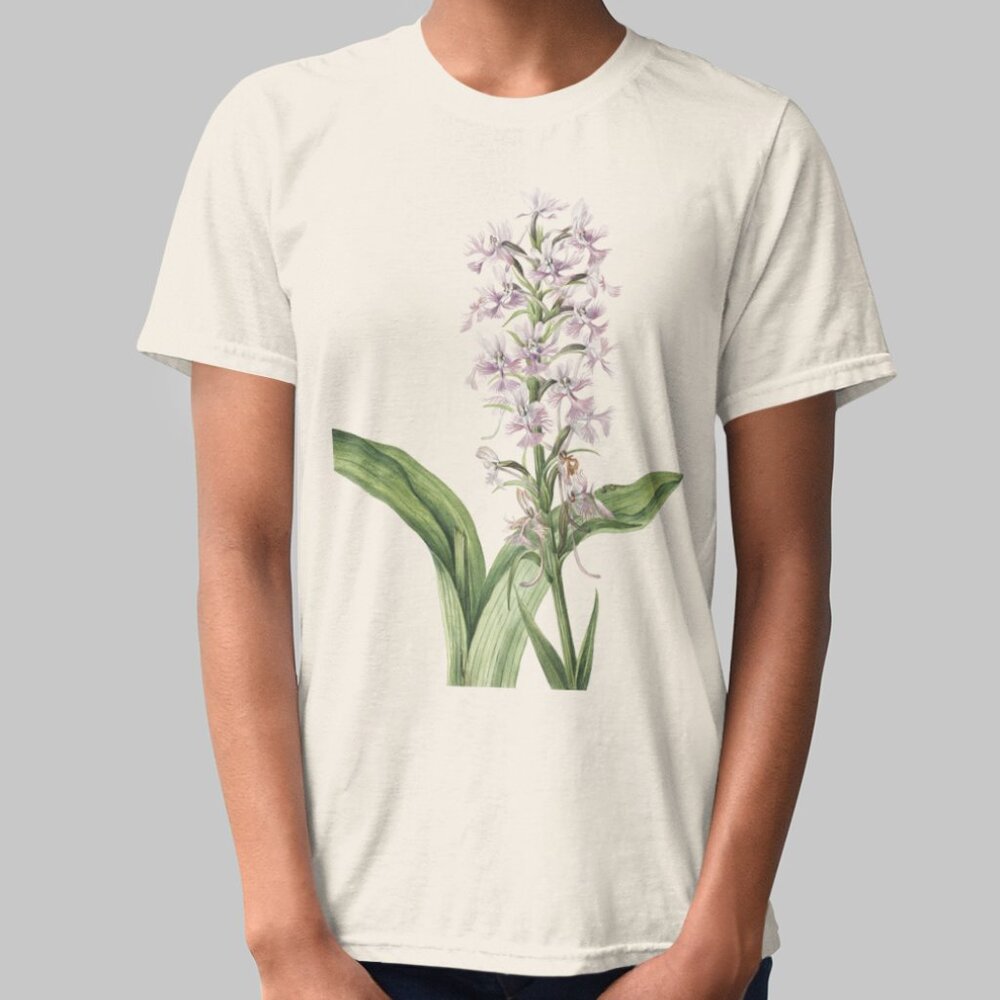 Greater Purple Fringed Orchid Floral Short Sleeve Graphic Tee T-shirt S M L XL